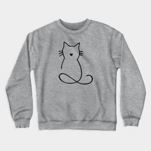 Kitty Outline Black Crewneck Sweatshirt